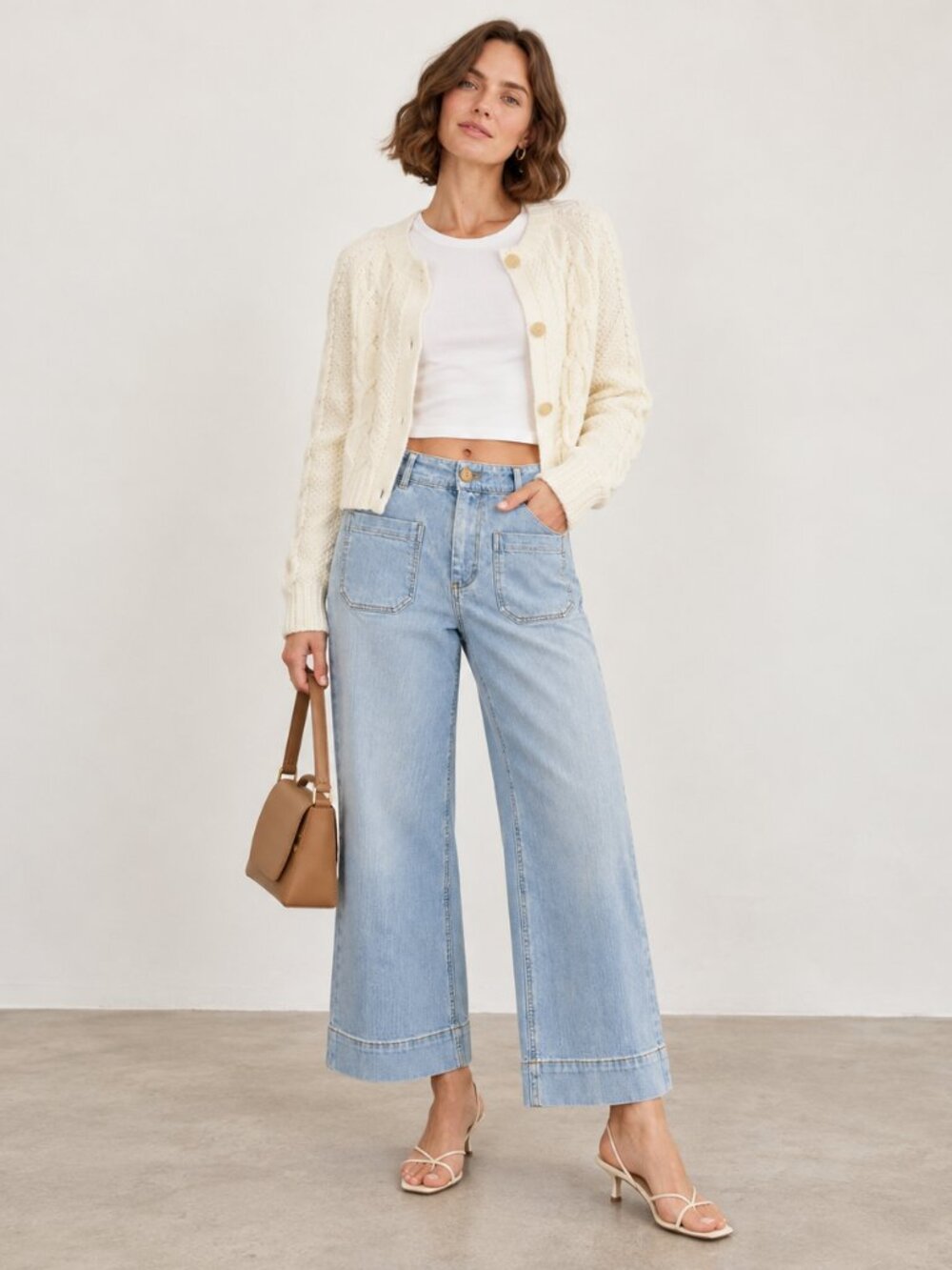 Maeve Anthropologie The Colette Jeans Light Wash High Rise Wide Leg Cropped Size